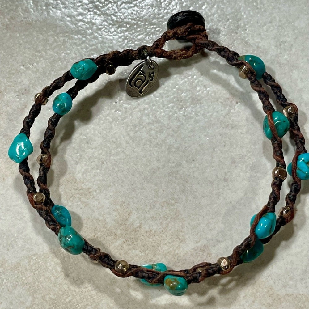 Tai Turquoise and Brown Beaded Bracelet